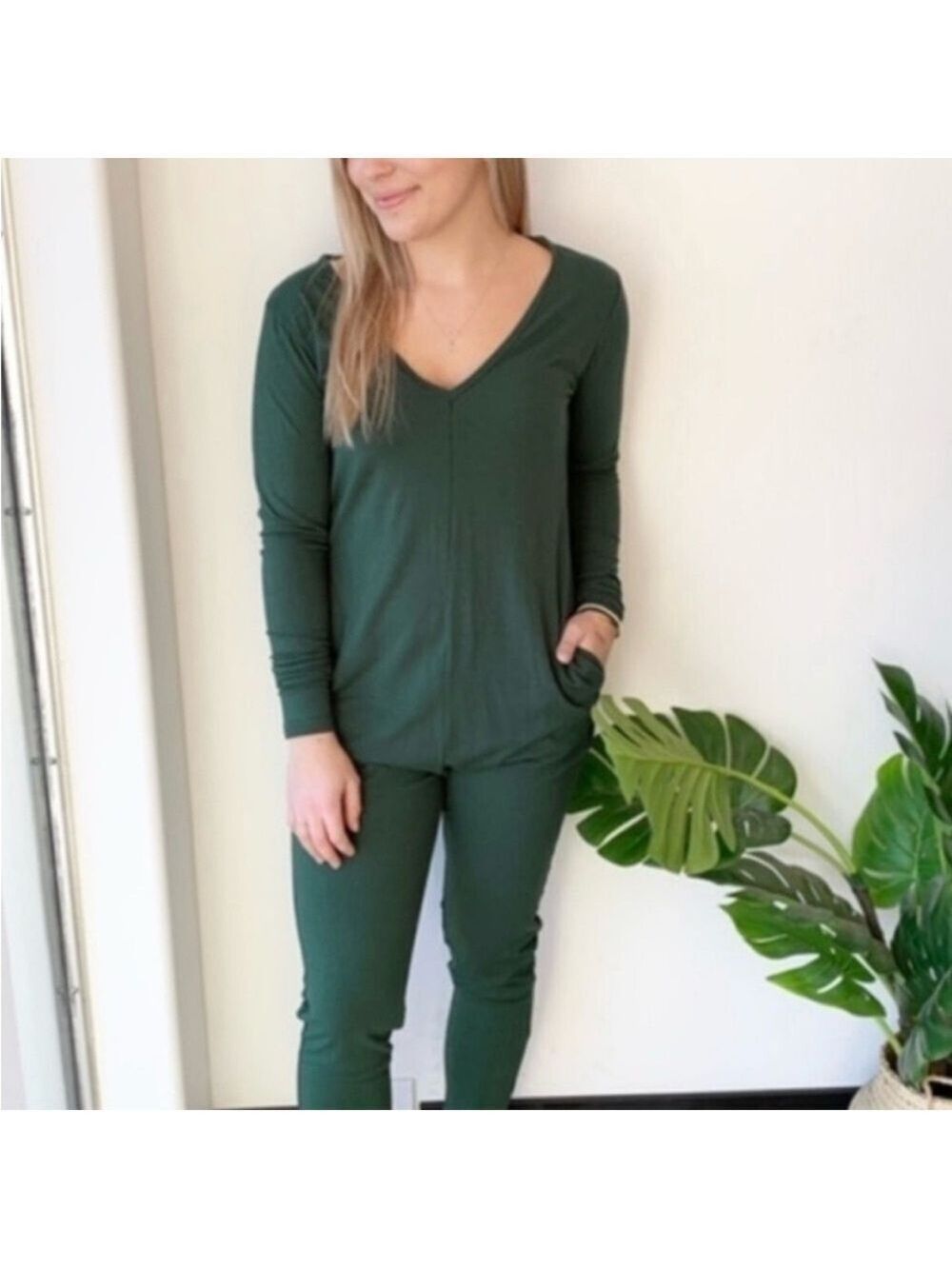 Smash + Tess The Friday Romper Green Long Sleeve Loungewear Onesie Size XXL - Picture 3 of 8